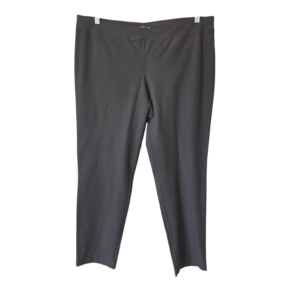 Eileen Fisher Womens XL Tapered Knit Pants Charcoal Grey Stretch Pull On